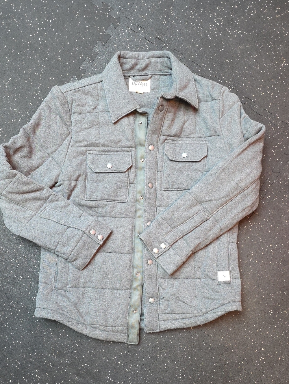 UpWest Quilted Snap-Front Light Gray Puffer Jacket